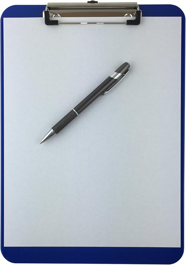 Trade Quest Plastic Clipboard Opaque Color Letter Size Low Profile Clip (Pack of 12) (Blue)