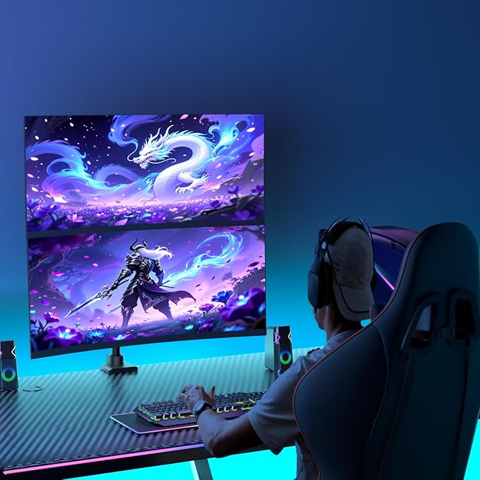 WALI Dual Monitor Mount for Ultrawide Heavy Duty Curved Monitor Stacking, Dual Monitor Arm Fits 13-49 Inch for Ultrawide Screens up to 44lbs, 49 inch Monitor Arm, Black