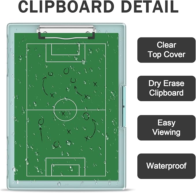 Rimilak Plastic Clipboard with Storage, Side Opening with 2 Compartment, Size 13.3 x 9.4 x 1.5 Heavy Duty High Capacity Nursing Box for Work School & Office Supplies, Dark Green