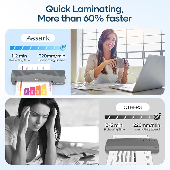 Laminator, Laminator Machine A4, 4 in 1 Personal Thermal Laminator, 9 Inch Hot & Cold Laminator Kit, Fast Warm-Up & Quiet Laminator with Laminating Sheets 9pcs for Home Office School Use