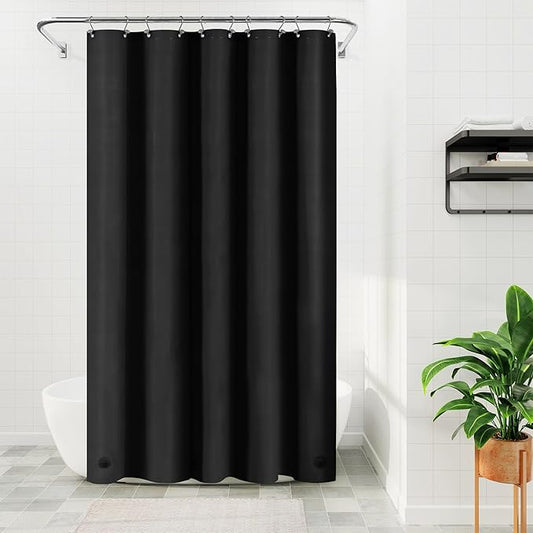 Barossa Design 54W x 78H Stall Shower Curtain Liner Black - Waterproof Lightweight PEVA Plastic Shower Liner with 3 Magnets & Metal Grommets - Black