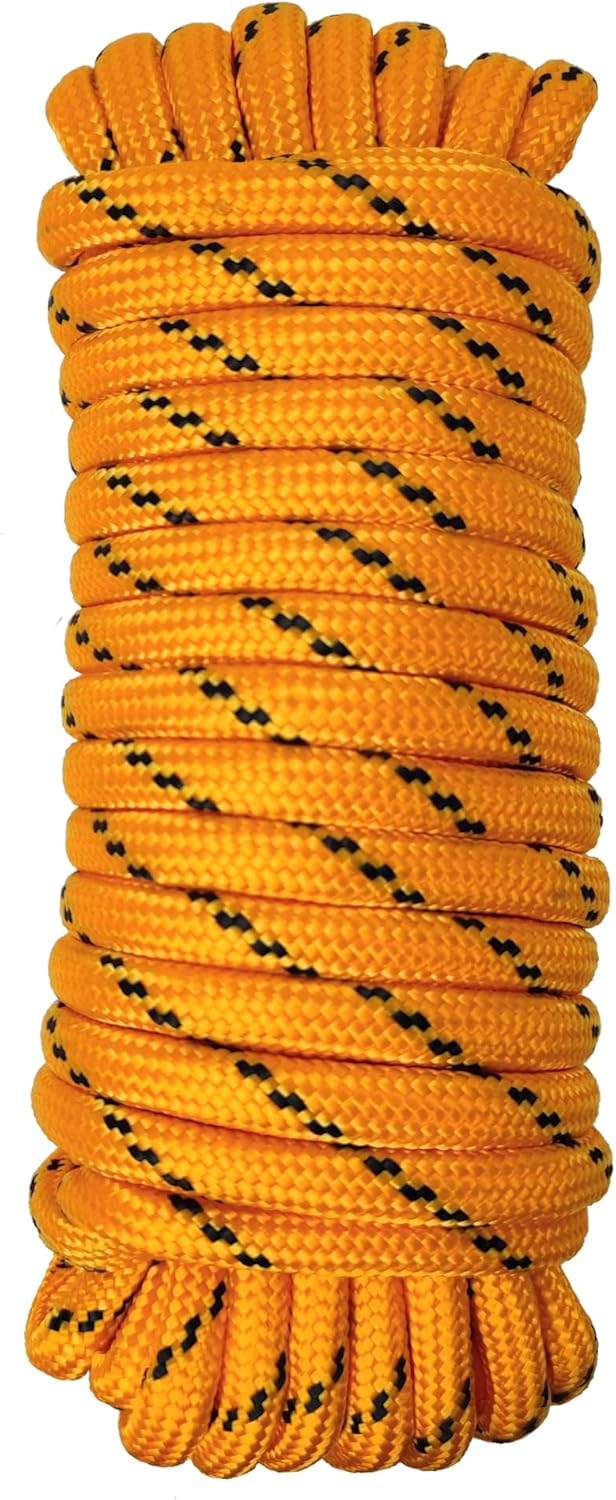 Diamond Braided Polypropylene Rope Nylon Rope Mix Thick Heavy Duty Ropes 3/8'' 100ft High Strength Perfect for Clothesrope Camping Hiking and Other Outdoor Activities Orange