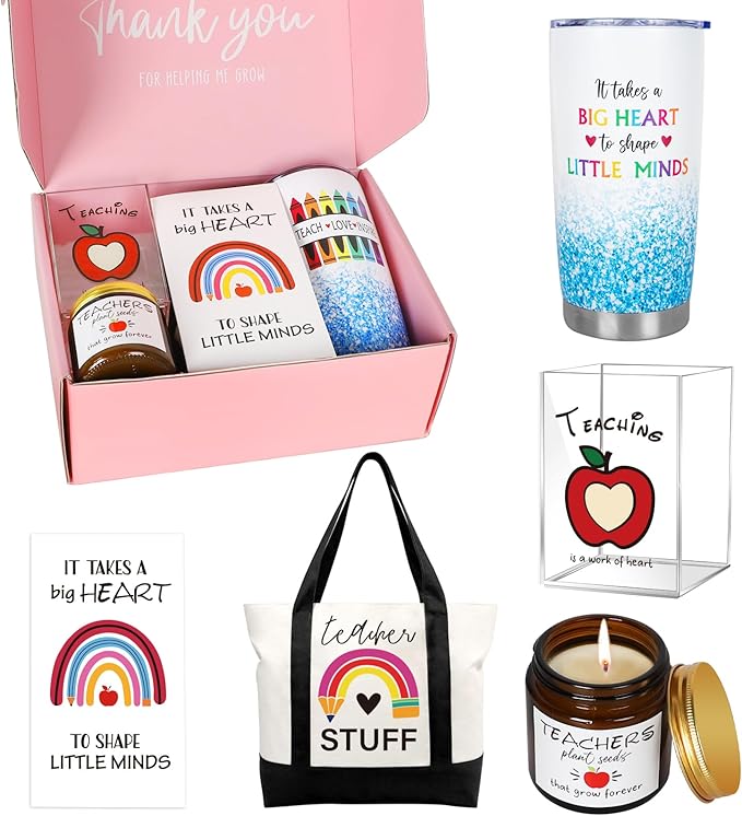 Teacher Appreciation Gifts with 20 OZ Wine Tumbler,Unique Birthday Gift Set,Thank You Teacher Gifts for Women Men,Christmas Teachers Gift for Women
