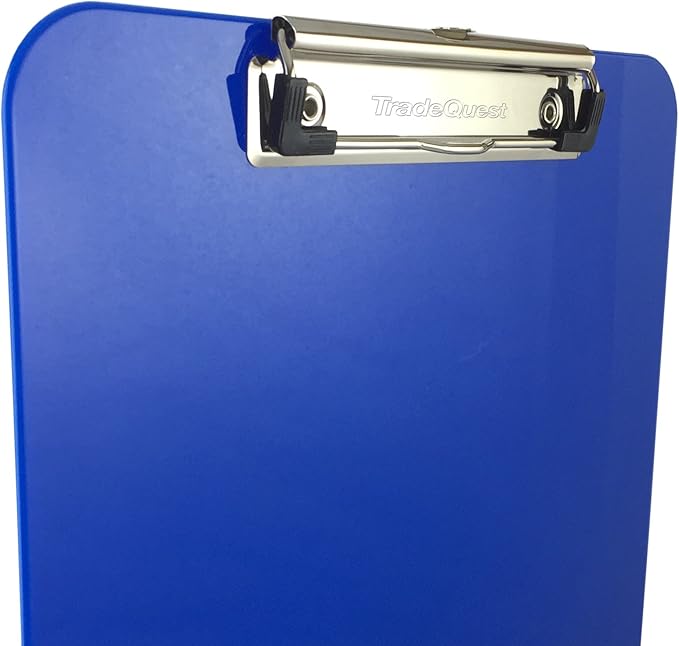 Trade Quest Plastic Clipboard Opaque Color Letter Size Low Profile Clip (Pack of 12) (Blue)