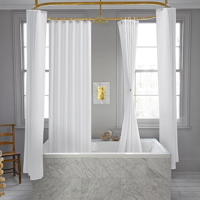 Nasitos Extra Long Fabric Shower Curtain Liners 4 Pack - W72 x H84 - Water Resistant Cloth Shower Curtains with Magnets, Soft Hotel Quality, Machine Washable (White, Magnets Included)