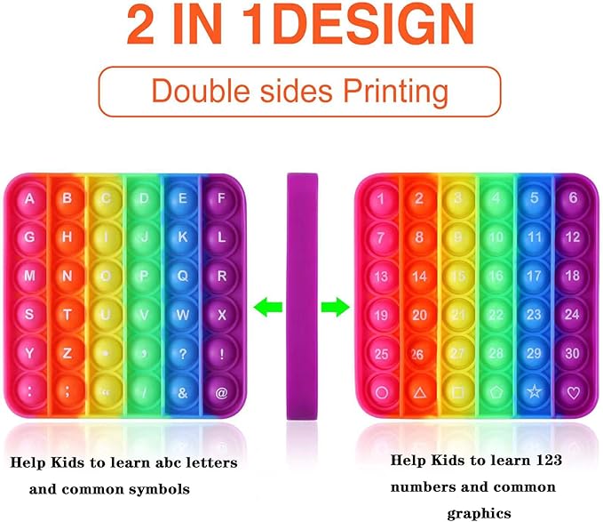Letters P00p Fidget Toys,ABC Learning and Educational Toys,Poppers Fidget Toys,Stress Relief,Autism Sensory Toys [26 Letters on One Side | Numbers 1-30 on The Other Side] (1 Pack)