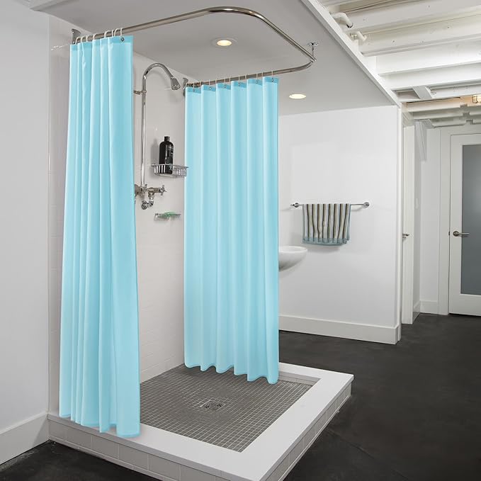 Nasitos Fabric Shower Curtain Liners 2 Pack - W72 x H72 - Washable & Water Resistant Cloth Lightweight Shower Liner for Bathroom, Soft Hotel Quality, Standard Size (Blue, 4 Magnets Included)