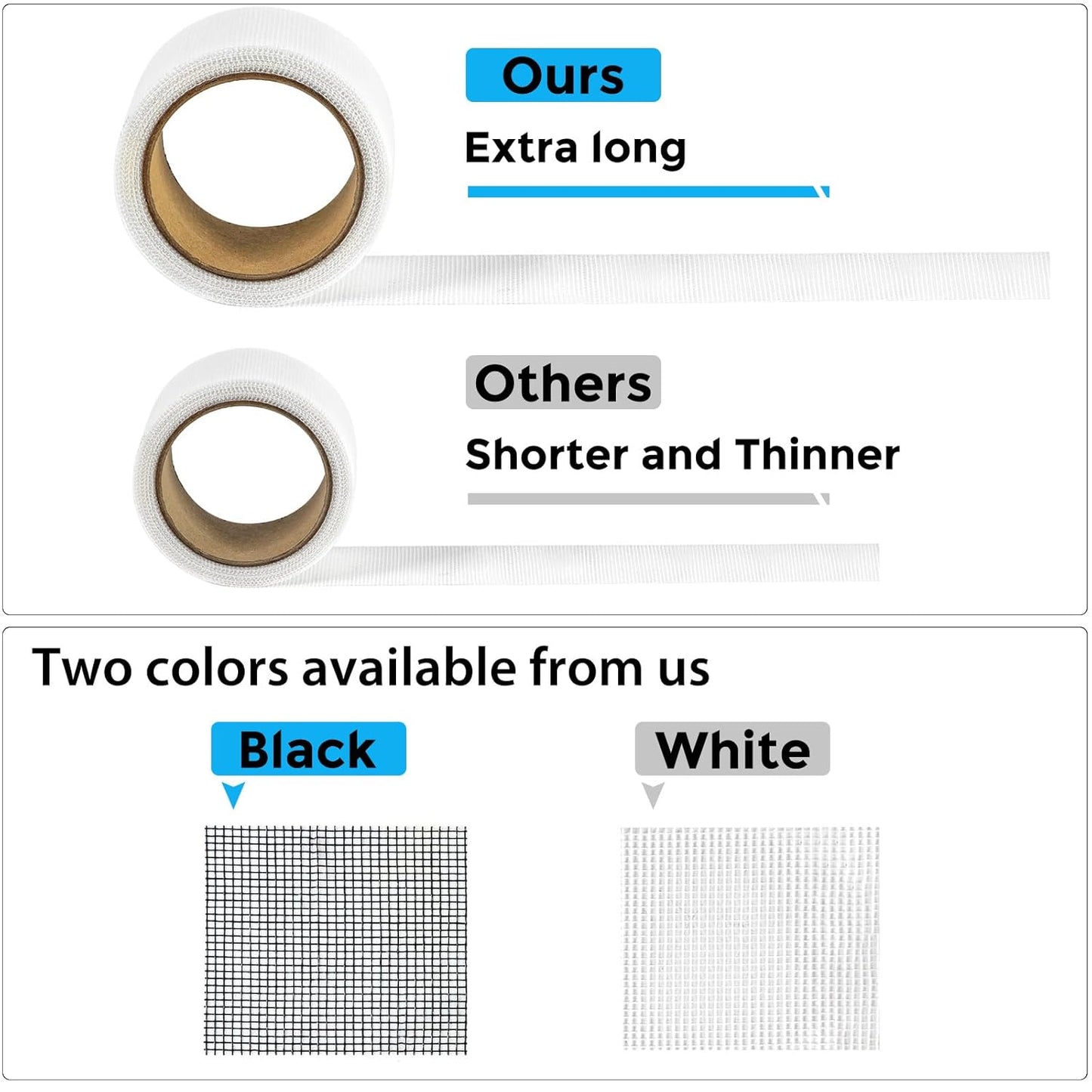 White Window Screen Repair Tape, 2 in X 15 FT (360IN) Screen Repair Kit for Windows or Doors, Strong Adhesive Screen Patch Fiberglass Screen Tape Mesh Repair