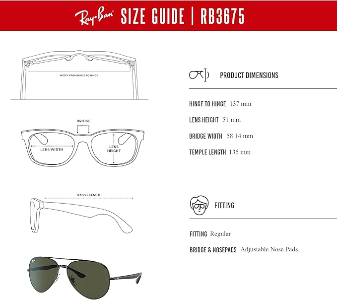Ray-Ban RB3675 Aviator Sunglasses for Men for Women +BUNDLE with ACCESSORY EYEWEAR KIT