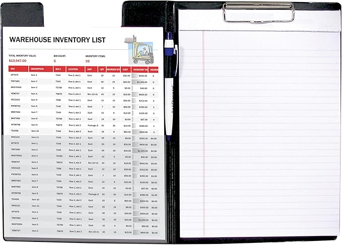 C-Line Clipboard Folder, Letter Size, Holds up to 75 Sheets, 1 Clipboard, Black (30601)
