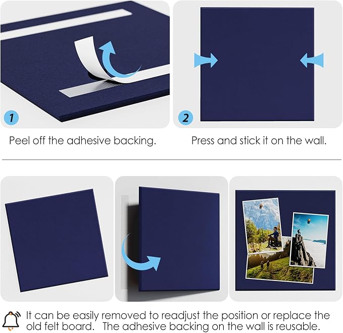 MaxGear Large Cork Board for Wall 36" x 24", Dark Blue Bulletin Board, 6 Pack Felt Wall Tiles with Pushpins, Cork Boards for Office Pin Board Tack Board Cork Boards