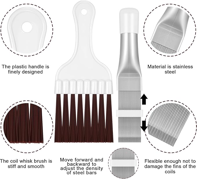 Boao Air Conditioner Condenser Fin Comb, Fin Cleaning Brush Air Conditioner Coil Cleaner Refrigerator Coil Cleaning Whisk Brush Evaporator Radiator Repair Tool(2 Pieces)