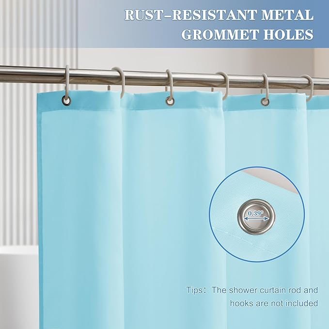 Nasitos Fabric Shower Curtain Liners 4 Pack - W72 x H72 - Washable & Water Resistant Cloth Shower Liner for Bathroom, Soft Hotel Quality, Standard Size (Blue, Include 8 Separate Magnets)
