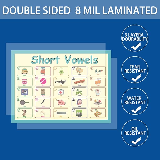 LUGMAZU 11Pcs/Set English Phonics Posters for Classroom, R Controlled Vowel Learning Wall Strip for Kids, Vowel Team Phonics Bulletin Board Set for School,Teacher Tool Supplies, 8.3''x11.7''