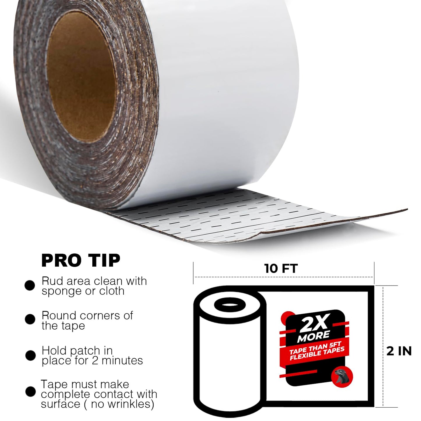 White RV Roof Sealant Tape, 2" x 10' Waterproof Repair Seal Tape – Extra Thick, UV-Resistant, Weatherproof Patch for Permanent Leak Sealing on RVs, Trailers, and Mobile Homes