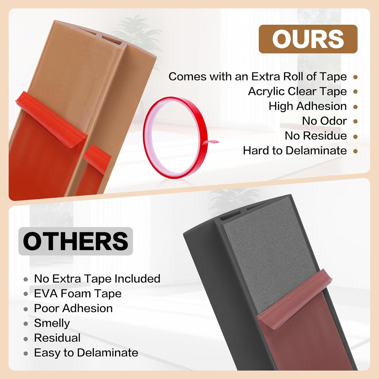 Floor Transition Strip Vinyl Door Threshold Ramp Self Adhesive Carpet Edging Strip Doorway Edge Trim, Overlap Edge Reducer for Laminate Carpet, Floor, Tile (Orange Oak, 1/5" to 2/5", 3.3Ft)
