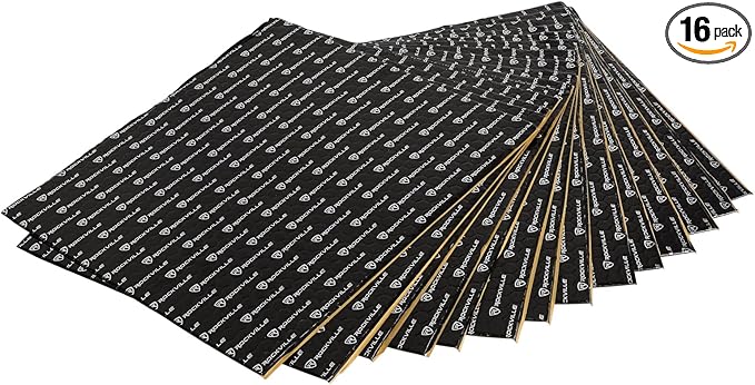 Rockville RockMat 37-25 37 Sq Ft Butyl Sound Deadening Mat 2.5MM 100 Mil, Aluminum Foil Backing, Heat Resistant, Vibration and Noise Damping for Car Truck Van RV Marine
