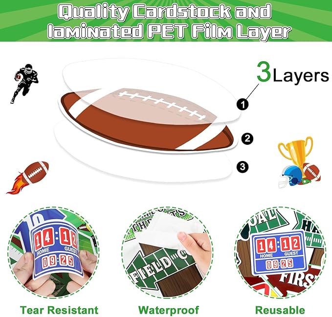 gisgfim Football Bulletin Board Decoration Set Football Borders Touch Down Cutouts for School Classroom Game Day Sports Bulletin Board Craft Home Wall(Football)