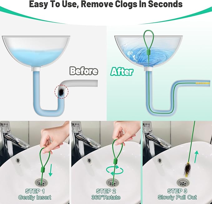 Kelly's Collection 30 Inch Drain Snake Hair Clog Remover, Anti-break Metal Sink Snake Drain Cleaner Tool with Nylon Layer, Drain Hair Removal Tool for Shower, Bathroom Sink Drain Unclog (5 Pack)