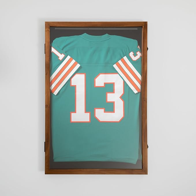 Flash Furniture Banks Jersey Display Case, Hanging PVC Tube, Velvet Lined Back, Foam Sheet Insert, Acrylic Window, Anti-Theft Lock with Keys, 24x36, Rustic Brown