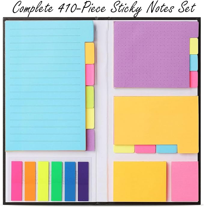 Sticky Notes Set, Tabs, 410 Pack, Divider, School Supplies, Office Supplies, Planner CEO, Sticky Note Dividers Tabs, Book Notes, Bible Sticky Notes
