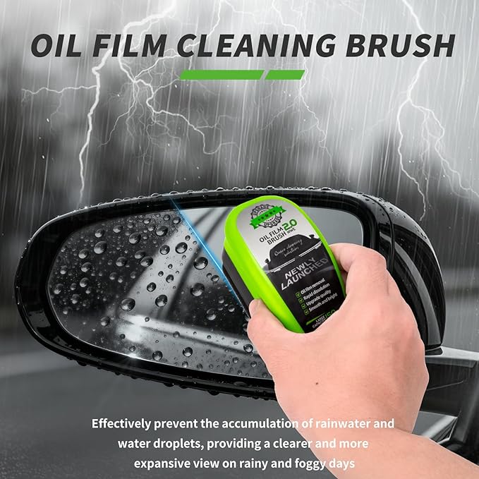 Kwak's Automotive Oil Film Cleaning Brush,Glass Oil Film Remover for Windshield Improves Clarity and Visibility,Prevents Rain and Stain 2 Set (150ml)