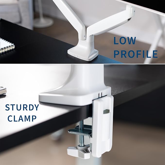 VIVO Premium Aluminum Heavy Duty Dual Monitor Arm for Ultrawide Monitors up to 40 inches and 32.5 lbs Each, Desk Mount Stand, Pneumatic Height, Max VESA 100x100, White, STAND-V202QW
