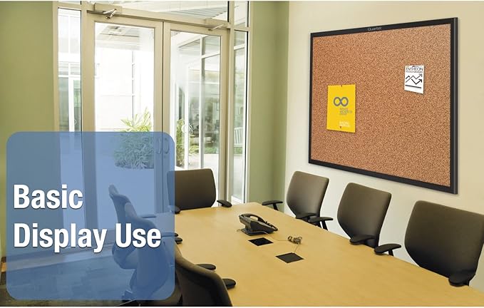 Quartet Cork Board, Bulletin Board, 2' x 1.5' Corkboard, Black Frame (2301B)