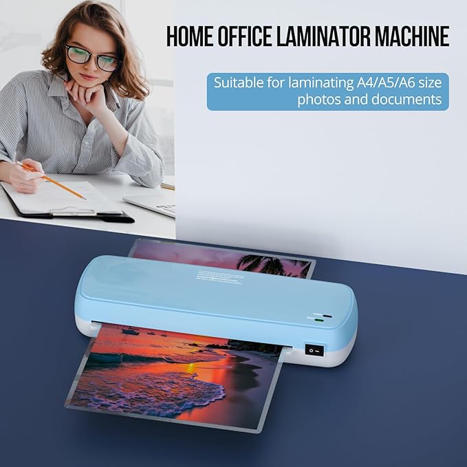 Laminator Machine with 10 Sheets - Fast Warm-Up for A4/A5/A6 Documents & Photos - Office, School, Home Use - Teacher Supplies & Organization Essentials (Color Preservation Technology)