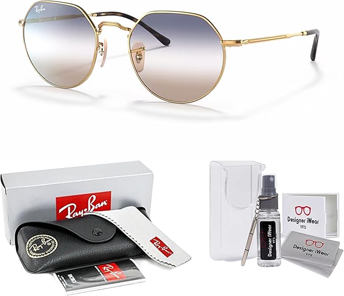 Ray-Ban Jack RB3565 Rounded Hexagonal Sunglasses for Men for Women +BUNDLE with ACCESSORY EYEWEAR KIT