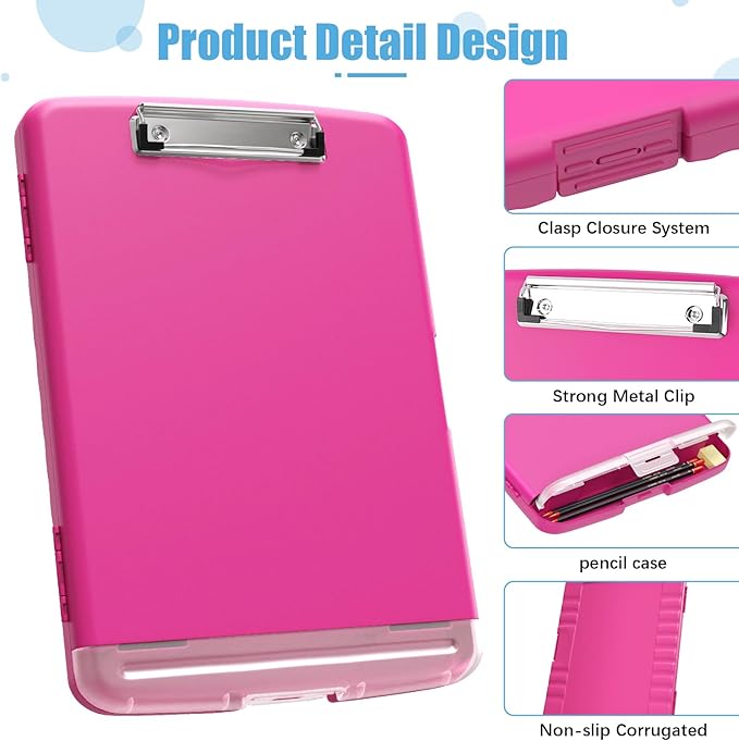 Hongri Clipboard with Storage with Pen Holder, Folder Nursing Clip Board 8.5 x 11 Foilo-Side Opening, High Capacity, Light Weight for Teachers, Classroom. Size 14 x 9.6 x 1.2 in(Red)
