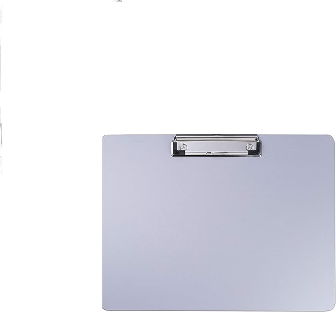 Officemate Aluminum Coated Plastic Clipboard, Landscape Size, 11 x 8.5, Low Profile Clip, Silver (83028)