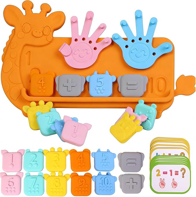 Preschool Learning Toys,Upgraded Silicone Montessori Educational Math Manipulatives Toys for Toddlers 3-5,Number Counting Blocks Playtime Toys for 3-5 Year Boys Girls Birthday Gifts