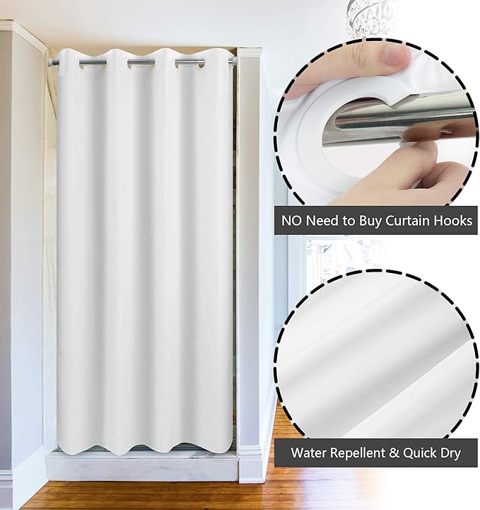 River Dream Stall Size Fabric Shower Curtain No Hooks or Liner Needed - Soft Shower Stall Curtain 54" x 78" Hotel Grade, Waterproof & Machine Washable, White, 54x80