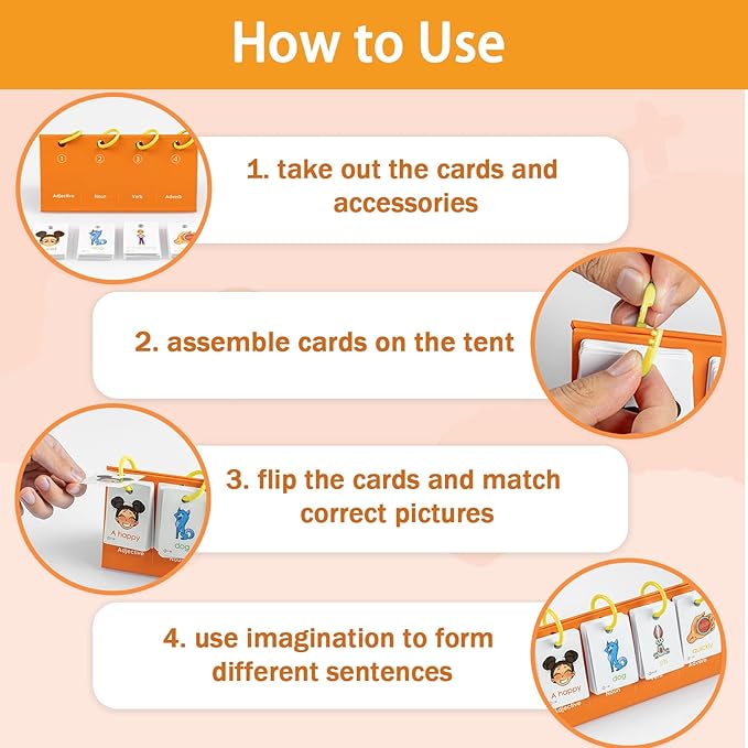 Phonics Flash Cards Sentence Building for Kids, Learn to Read Sight Words Phonics Flashcads, Special Education Homeschool Classroom Supplies