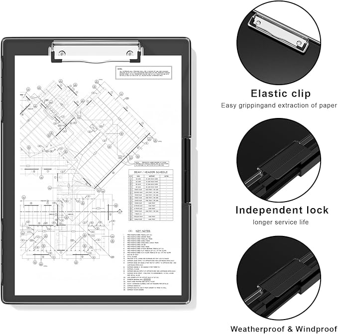 Hongri Clipboard with Storage, Black 8.5 x 11 Folder Nursing Side Opening, Heavy Duty with Dual Compartment, Smooth Writing for Teachers, Classroom, Size 13.3 x 9.4 x 1.5 in, Office & School Supplies