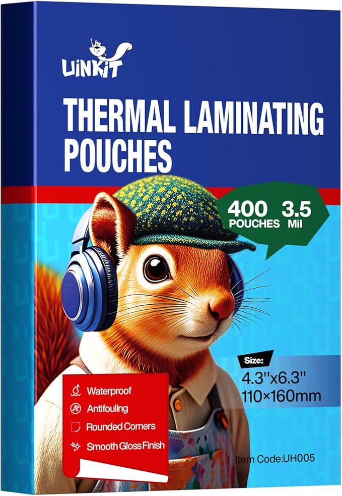 Uinkit 400Pack Thermal Laminating Pouches 4x6 Inches 3.5mil Thickness Laminating Sheets for Sealed Photo Business Card,4.25x6.25 Lamination Sheets Paper for Laminator Round Corner