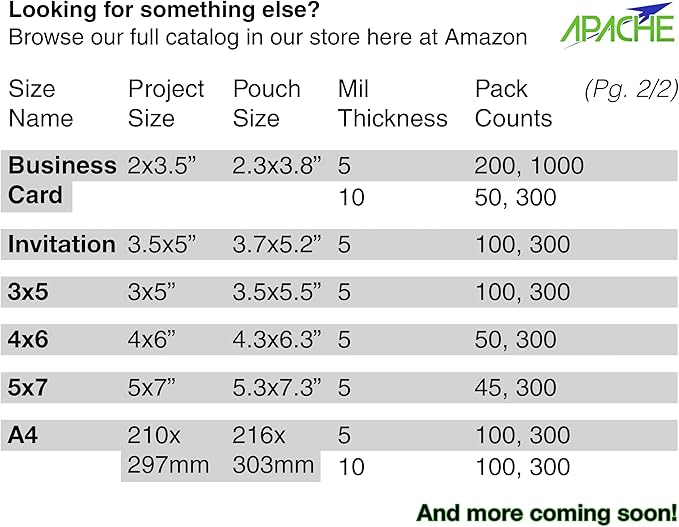 Apache 100 Pack Laminating Pouches 10 mil, Holds 11 x 17 Inch Menu Size (11.5 x 17.5 Inch Sheets), Office and School Supplies, Thermal Laminating Sheets, Super Clear, Round Corner
