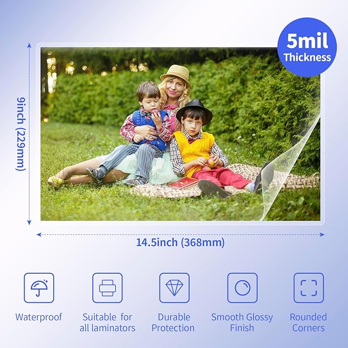100 Pack 5Mil Legal Size Laminating Sheets 8.5"x14" (9x14.5) - Choise for Teachers and Officers-Thermal Pouches, Compatible with All Laminators for Documents/Cards/Photos