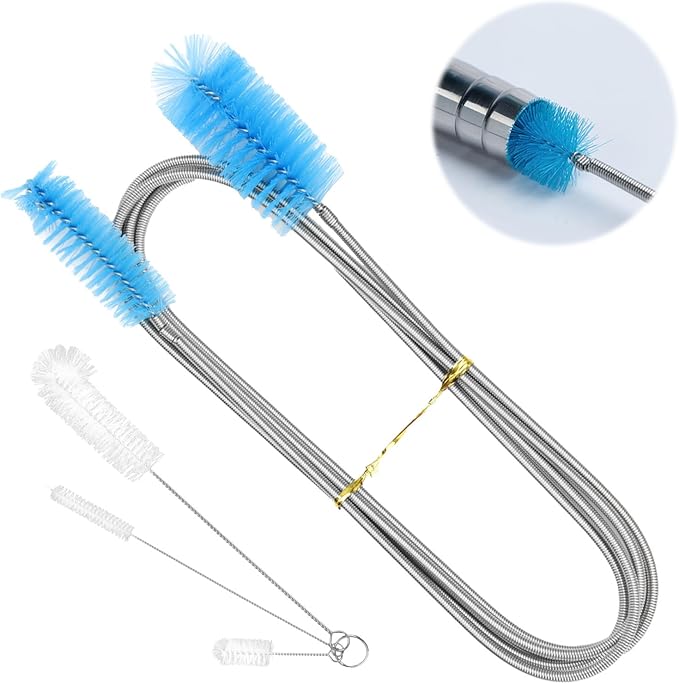 79” Flexible Pipe Cleaner Brush Set, Dual-Ended and Extra-Long Stainless Steel Cleaning Tool for Homeowner Mechanics Clean Sink Refrigerator Coils Shower Drain Plumbing Maintenance Fish-Tank