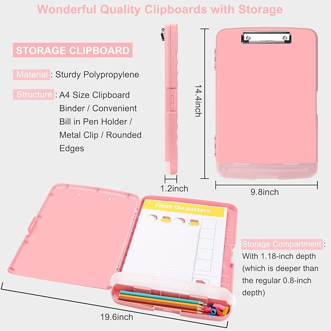 SFLHHDM Clipboard with Pen Holder, Legal Size Nursing Clipboards with Storage, Plastic Clip Boards for Writing, Lightweight Cute Clipboard Storage with Low Profile Clip for Work, Office