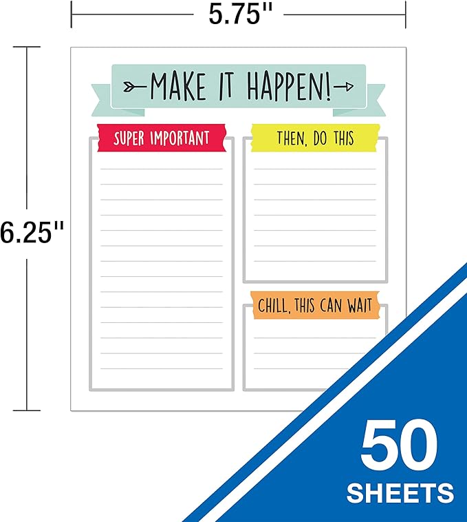Carson Dellosa Aim High To Do List Notepad—5.75" x 6.25" Paper Stationery, Daily Checklist, Goals, Reminders, Notes, Motivational Organizer (50 sheets) (Pack of 2)