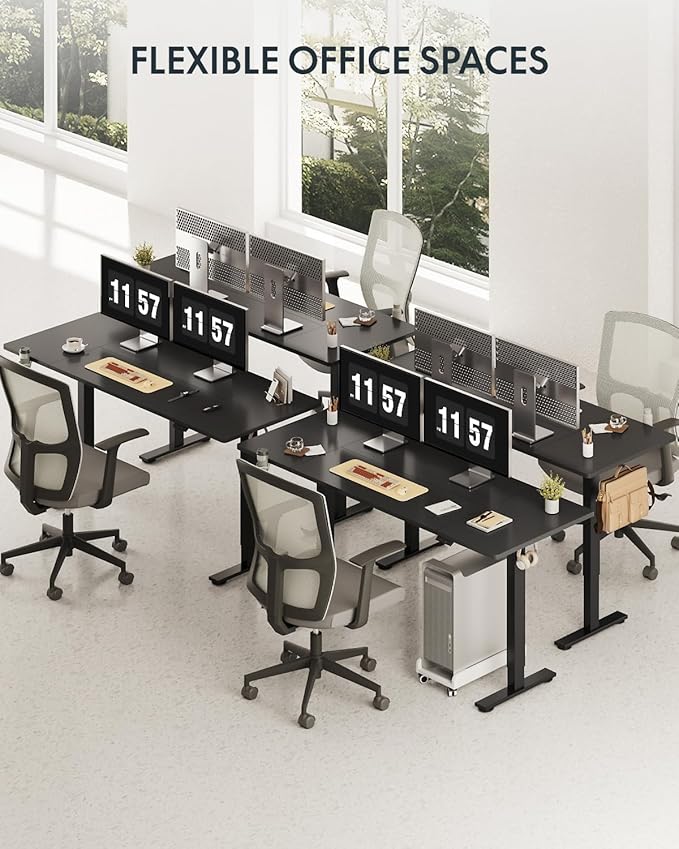 FLEXISPOT 79x32 Inch Electric Large Standing Desk for Home & Office, Spacious Splice Board Desk with Cable Management & Organizer, Cup Holder & Hook, Black