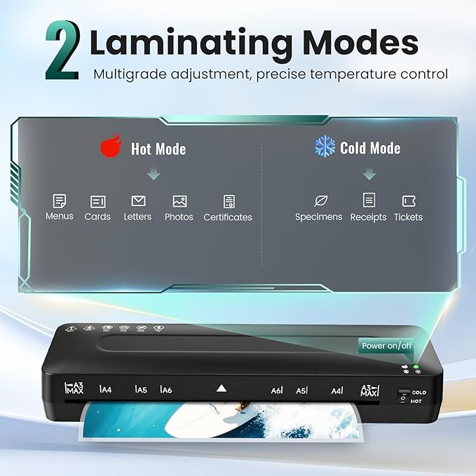Laminator Machine 13 Inch Laminators - Laminating Machine 11x17 Cold Thermal Laminator Lamination Machine with Sheets, A3 Laminater Personal Laminator for Teachers, Fast Warm for Home Office School