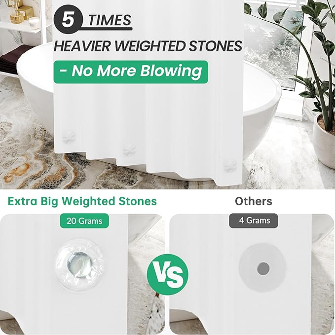 AmazerBath Plastic Small 36 x 72 Narrow Frosted , PEVA Cute Stall Shower Liner, Stand Up Shower Curtain Liners with 2 Clear Weights and 6 Grommet Holes