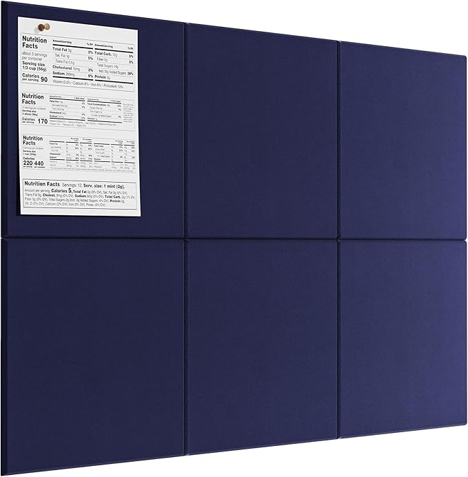 MaxGear Large Cork Board for Wall 36" x 24", Dark Blue Bulletin Board, 6 Pack Felt Wall Tiles with Pushpins, Cork Boards for Office Pin Board Tack Board Cork Boards