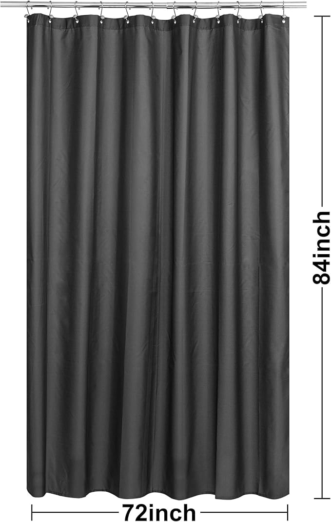 N&Y HOME Fabric Shower Curtain or Liner Extra Long 72 x 84 Inches - Washable Hotel Quality Cloth Shower Curtain for Bathroom - Graphite Gray, 72x84