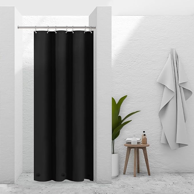 Barossa Design Black Stall Shower Curtain Liner 36" W x 72" H - Waterproof PEVA Plastic Shower Liner for Small Bathroom Stall, Lightweight Bath Curtain with 3 Magnets & Metal Grommets - Black