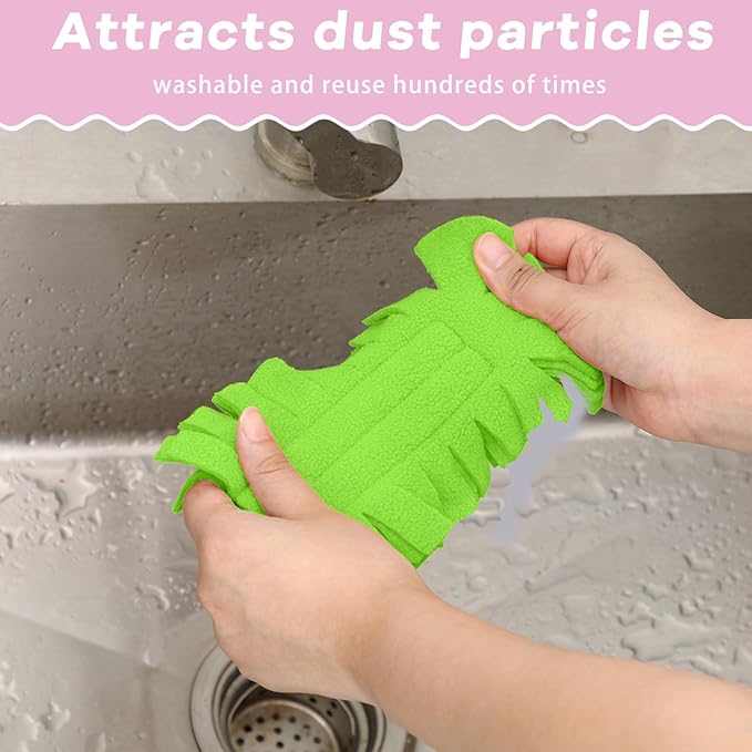 Zubebe 12 Pcs Duster Refill Reusable Fleece Duster Refills Feather Flat Dusters Multi Surface Washable Cleaning Pads Tools for Home, Blinds, Car, Pet, Furniture, Fans (Candy Color)