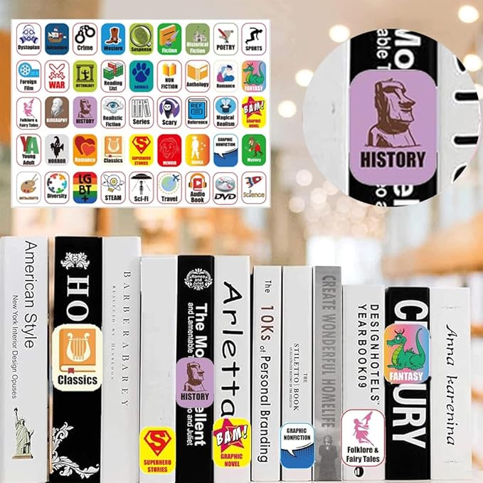 45 Genre Book Spine Labels for Library | Classroom Library Classification Stickers 450pcs